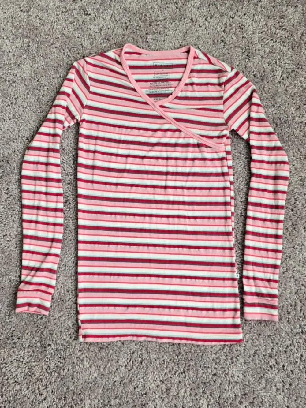 KicKee Pants Pajama Set Girls Long Sleeve Kimono Hopscotch Stripe Bamboo 14 Red
